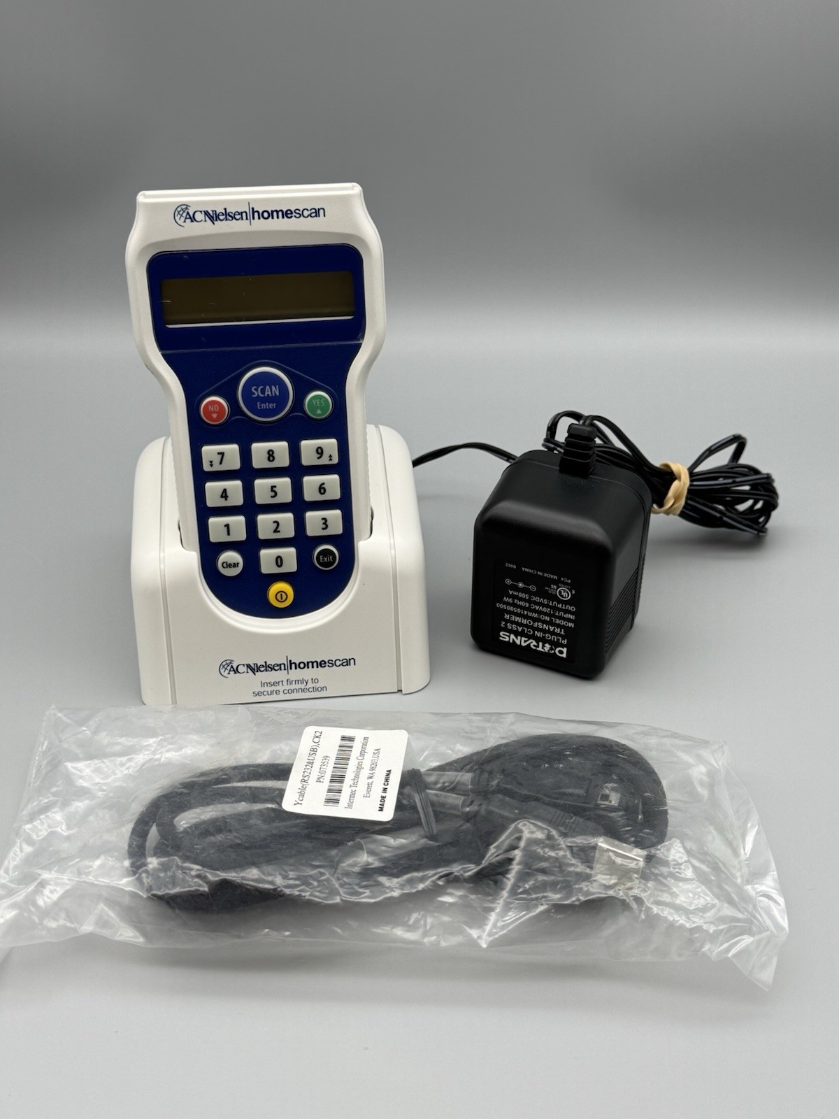 AC Nielsen Homescan CK2 Kitchen Cradle Rechargeable Barcode Scanner Y Cable