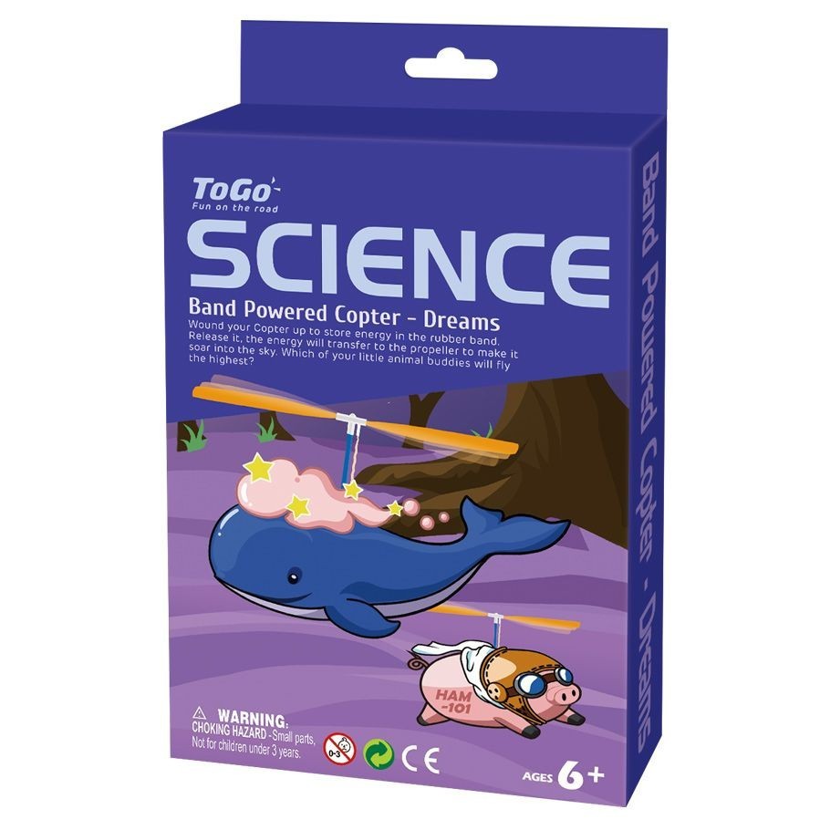 Band Powered Copter Dreams - Educational Toy Science Kit New!