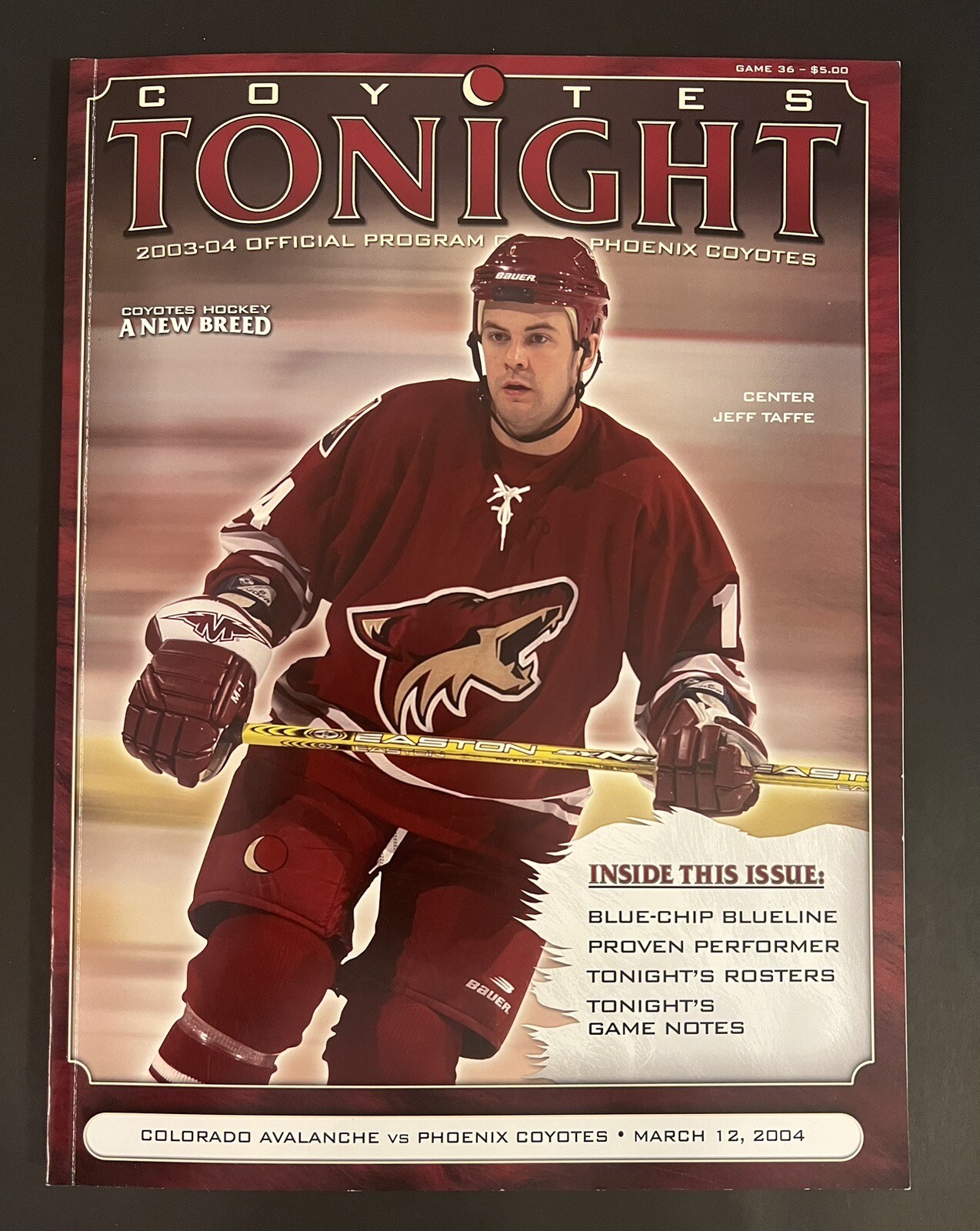 Phoenix Coyotes Hockey Program Colorado Avalanche Mar 2004 Jeff Taffe Cover