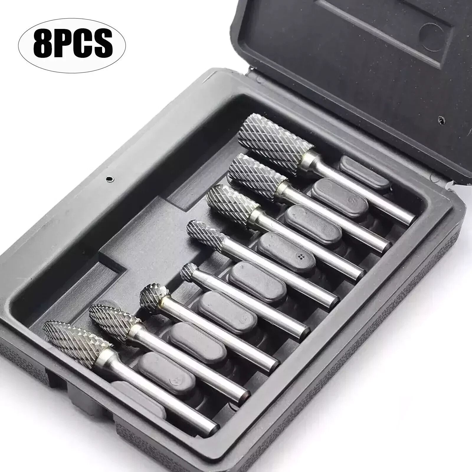 1/4'' Double Cutting Rotary Burr Die Carbide Grinding Rod Drill Bit Set-NEW