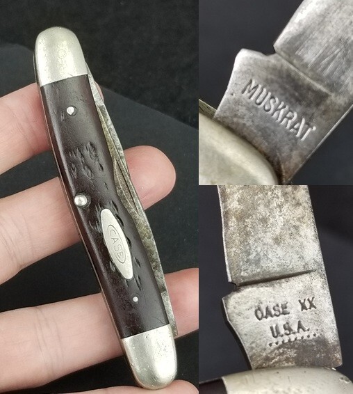 vintage 1972 CASE XX knife "Muskrat" double 2 blade jigged bone 8 DOT 1970's