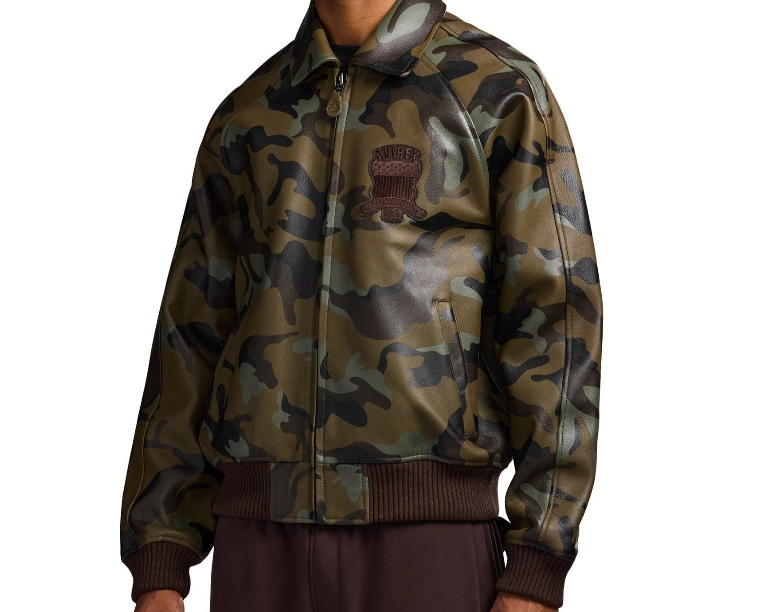 Men's Avirex USA CAMO ICON Limited Edition Flight Bomber Cowhide Leather Jacket
