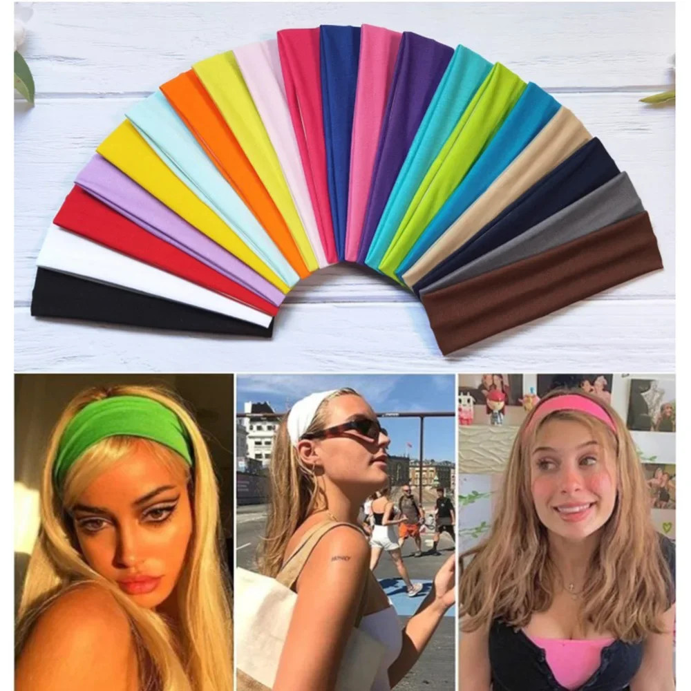 New Summer Sport Yoga Headband Wide Elastic Hair Bands Running Fitness Headwear