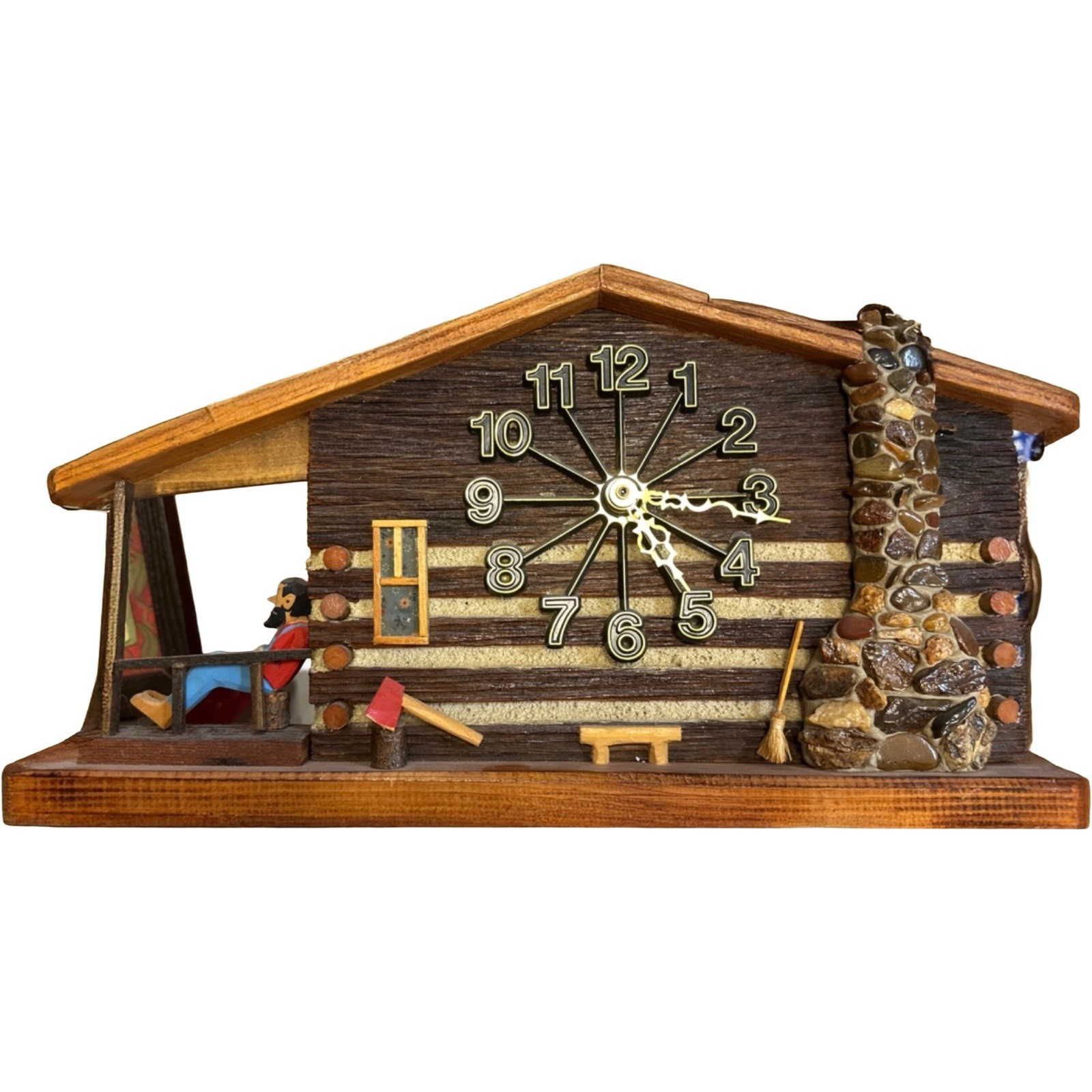 Vtg Bob Bolduc Hillbilly Heaven Log Cabin Clock 1986 Needs Mechanism
