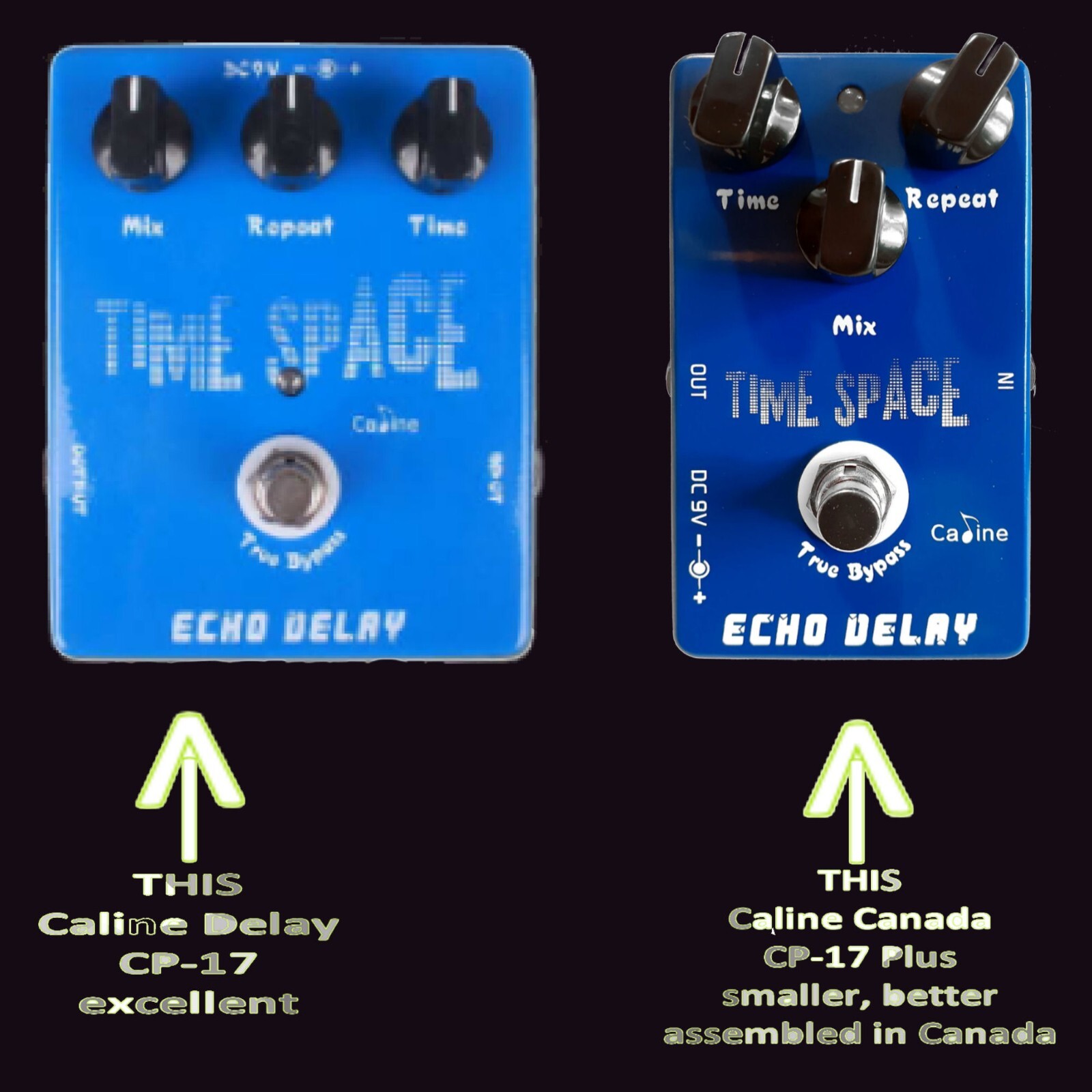 Caline CP-17 PLUS Time Space Echo Delay Guitar Effects Pedal 600ms Max CAN Vers