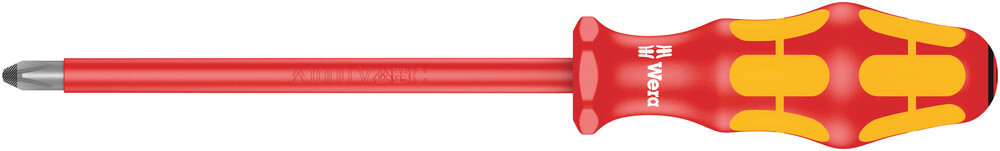Wera 006166, 165 i PZ VDE Insulated Screwdriver For Pozidriv Screws, PZ 3x150mm