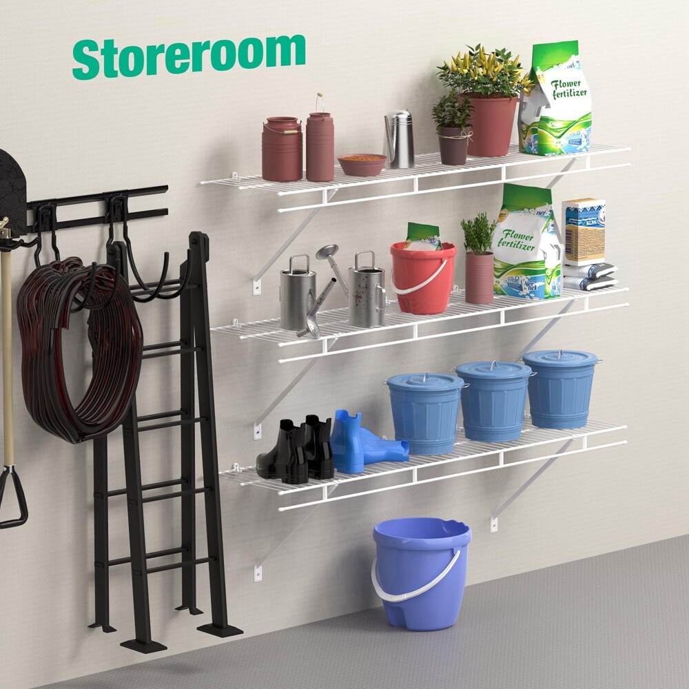 HAUSHOF 4 ft x 12in Closet Shelves Wall Mounted 2-Pack for Laundry Room Closet
