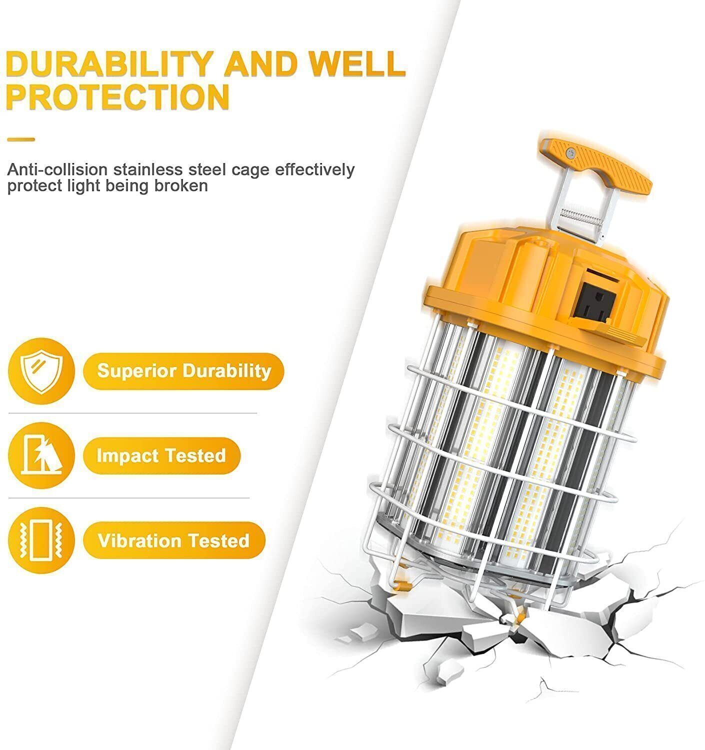 150W LED Temporary Work Light Linkable Construction Jobsite Lamp 22500LM US Plug