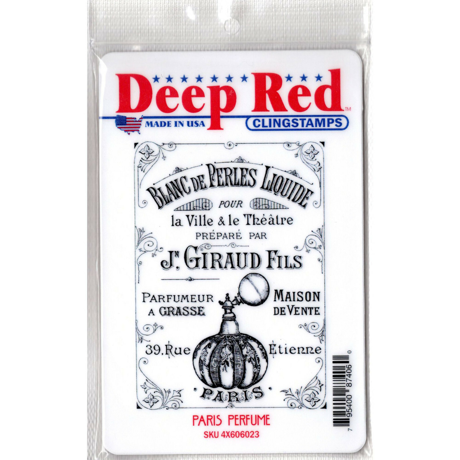 Deep Red Stamps Paris Perfume Rubber Cling Stamp