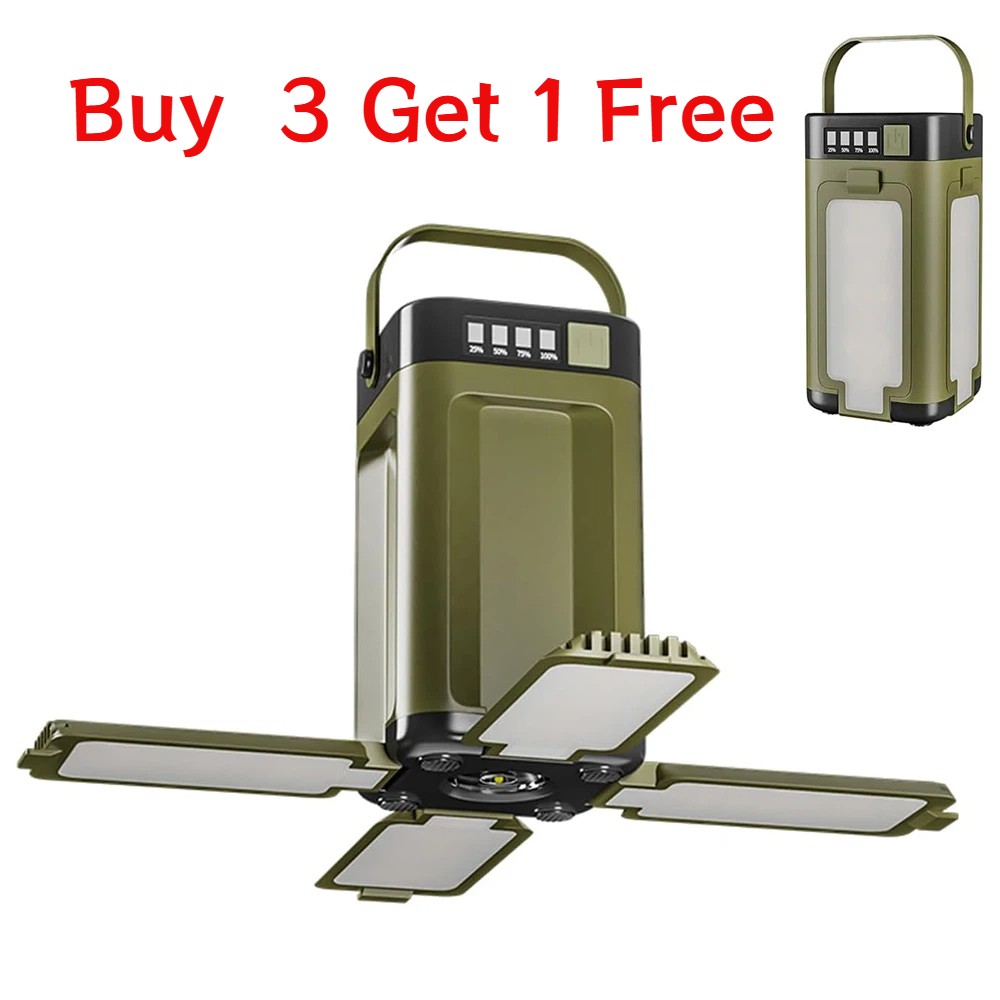Portable Solar Camping Lantern Lamp USB Rechargeable Waterproof Outdoor Light US