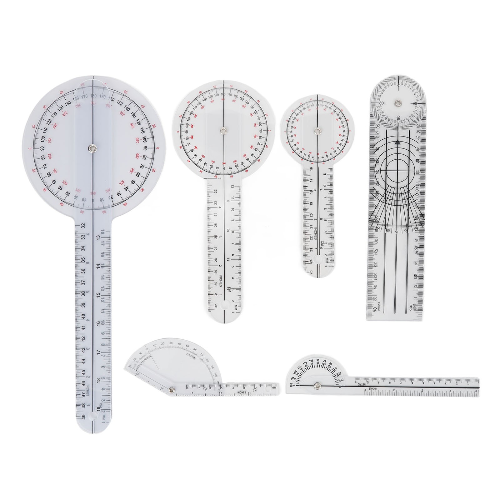 6Pcs Spinal Goniometer Joint Angle Protractor Ruler For Joint Recovery
