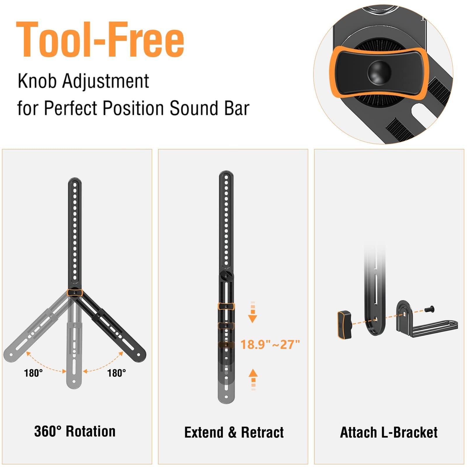 Soundbar Mount, Sound Bar TV Bracket, for Mounting Above or Under TV, Fits Mo...