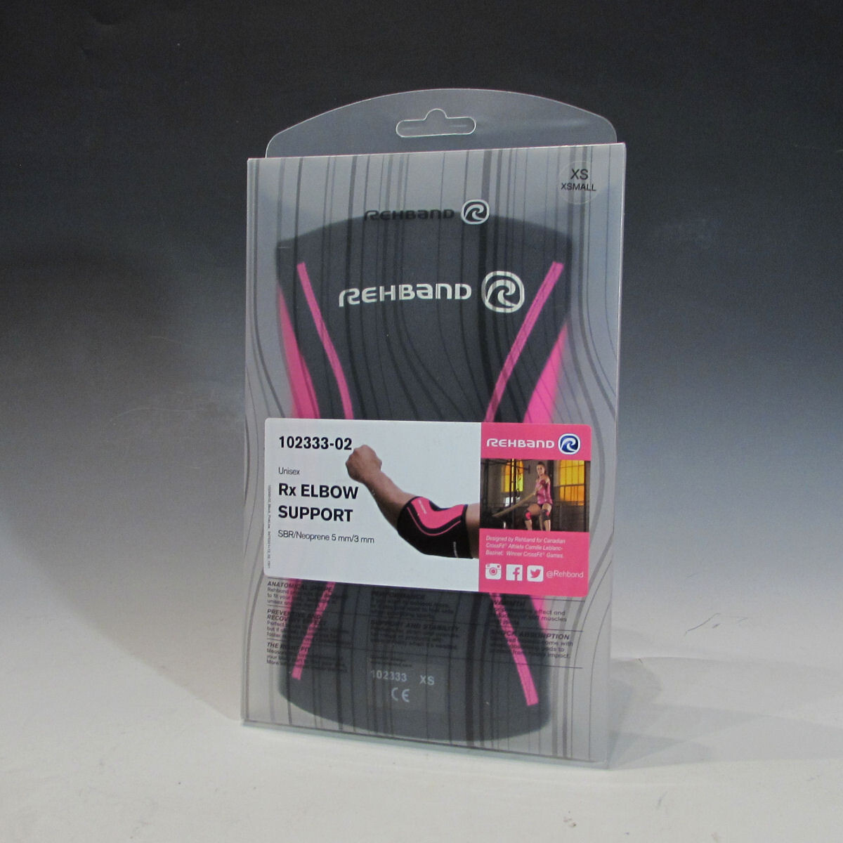 Rehband 102333-02 Rx Elbow Support (Black/Pink, XS) 5mm/3mm