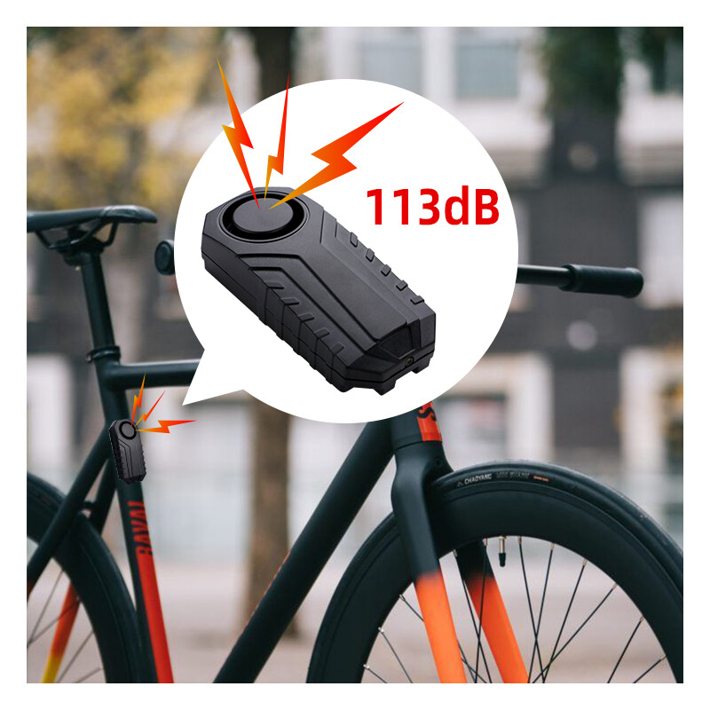 Bike Alarm, Wireless, Anti-Theft, Vibration Motion Detector, 113 dB, IP55