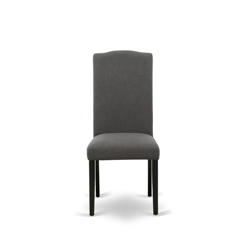 AMEN3-BCH-20 - Wooden Table and 2 Dark Gotham Grey Dining Chairs - Black Finish