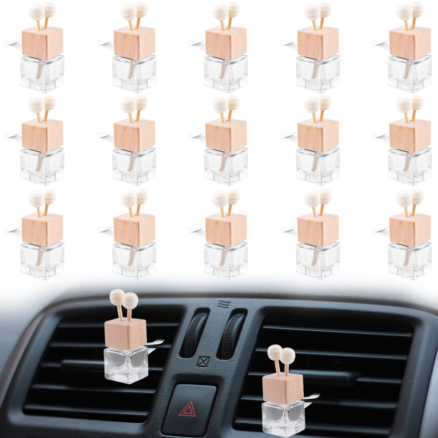 BOSMIOW 15 Pcs Car Air Freshener Vent Clip Empty 1 Count (Pack of 15), Beige