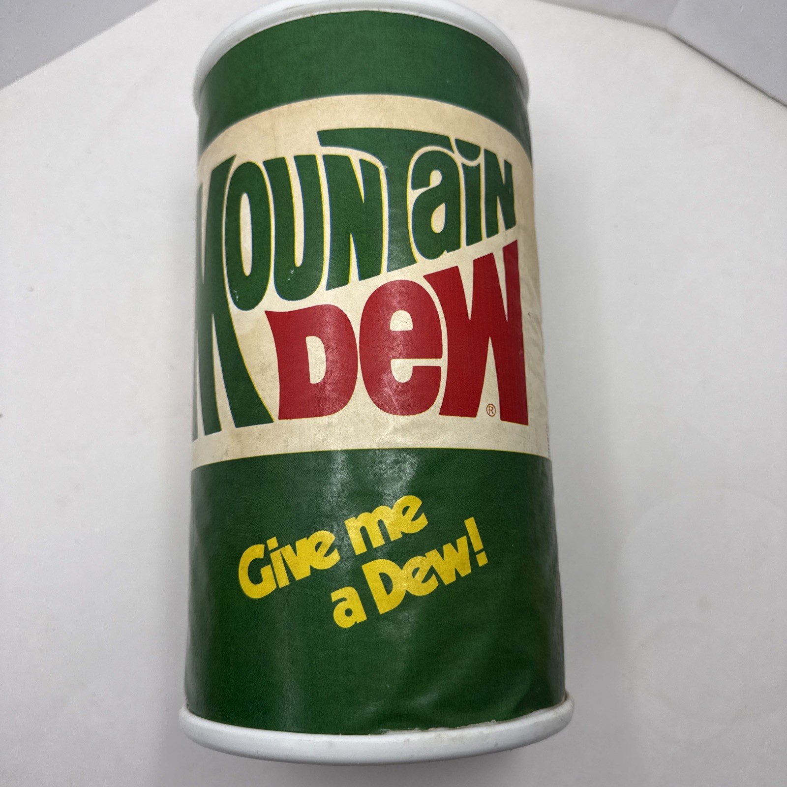 Vintage Mt. Mountain Dew Cardboard Canister Change Coin Bank # 2195 ~ RARE
