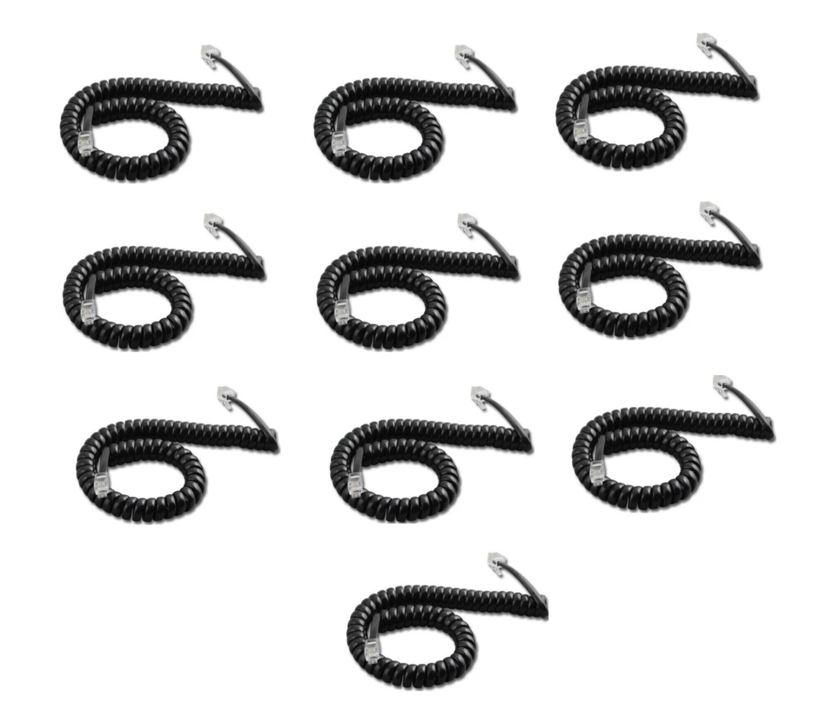 10 Avaya AT&T ATT Spirit 9ft Black Handset Cord Telephone Base Coil Curly Cord