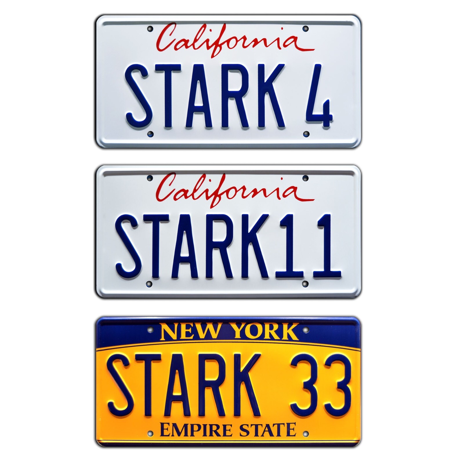 Iron Man & Avengers | STARK 4 + STARK 11 + STARK 33 | Prop License Plate Combo