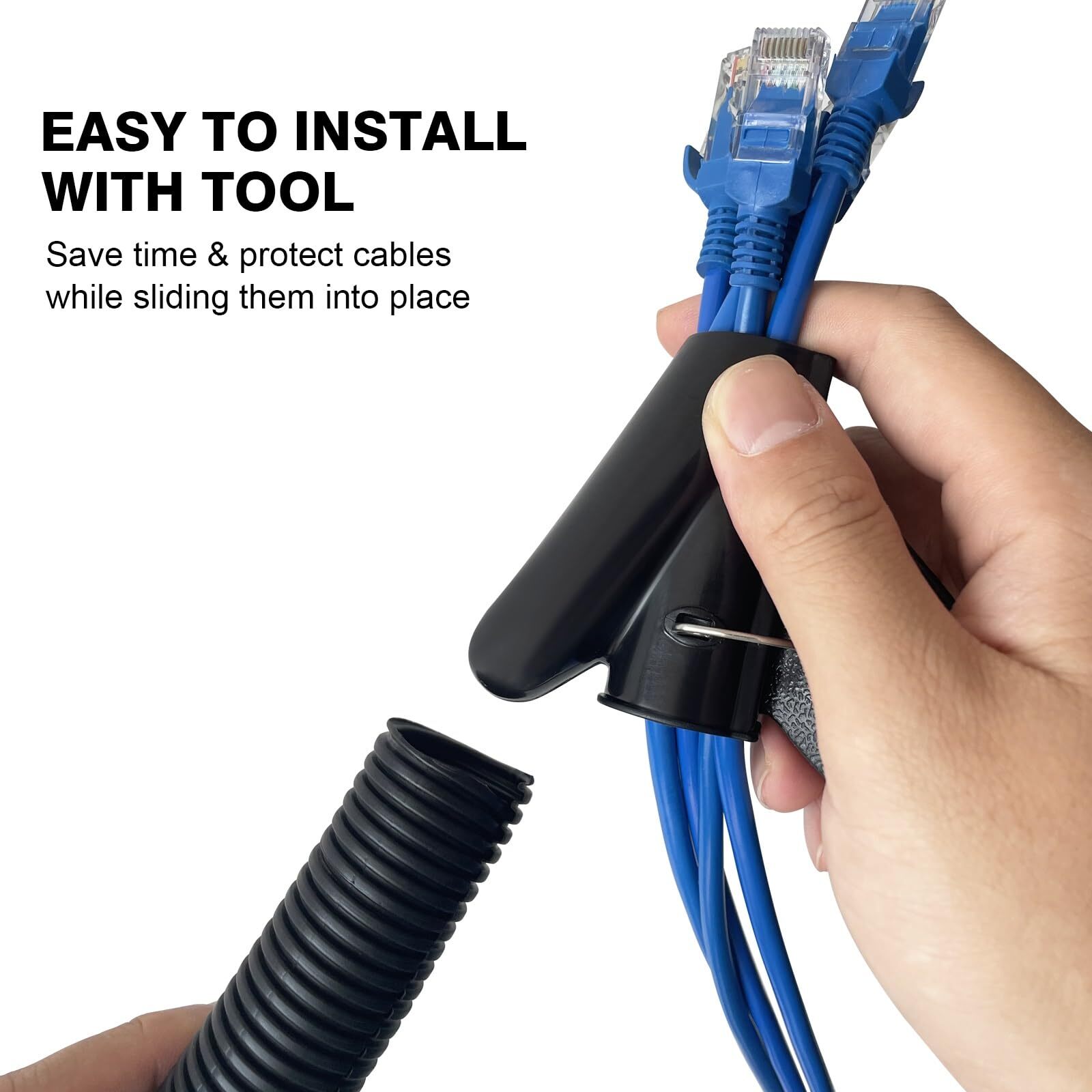 25ft 1/2 Inch Flame Retardant Split Wire Loom Tubing With Installation Tool Flex