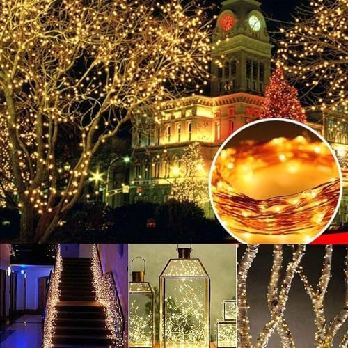 Solar Fairy Lights, 2-Pack Total 80FT 240LED Solar String 2*120LED Warm White