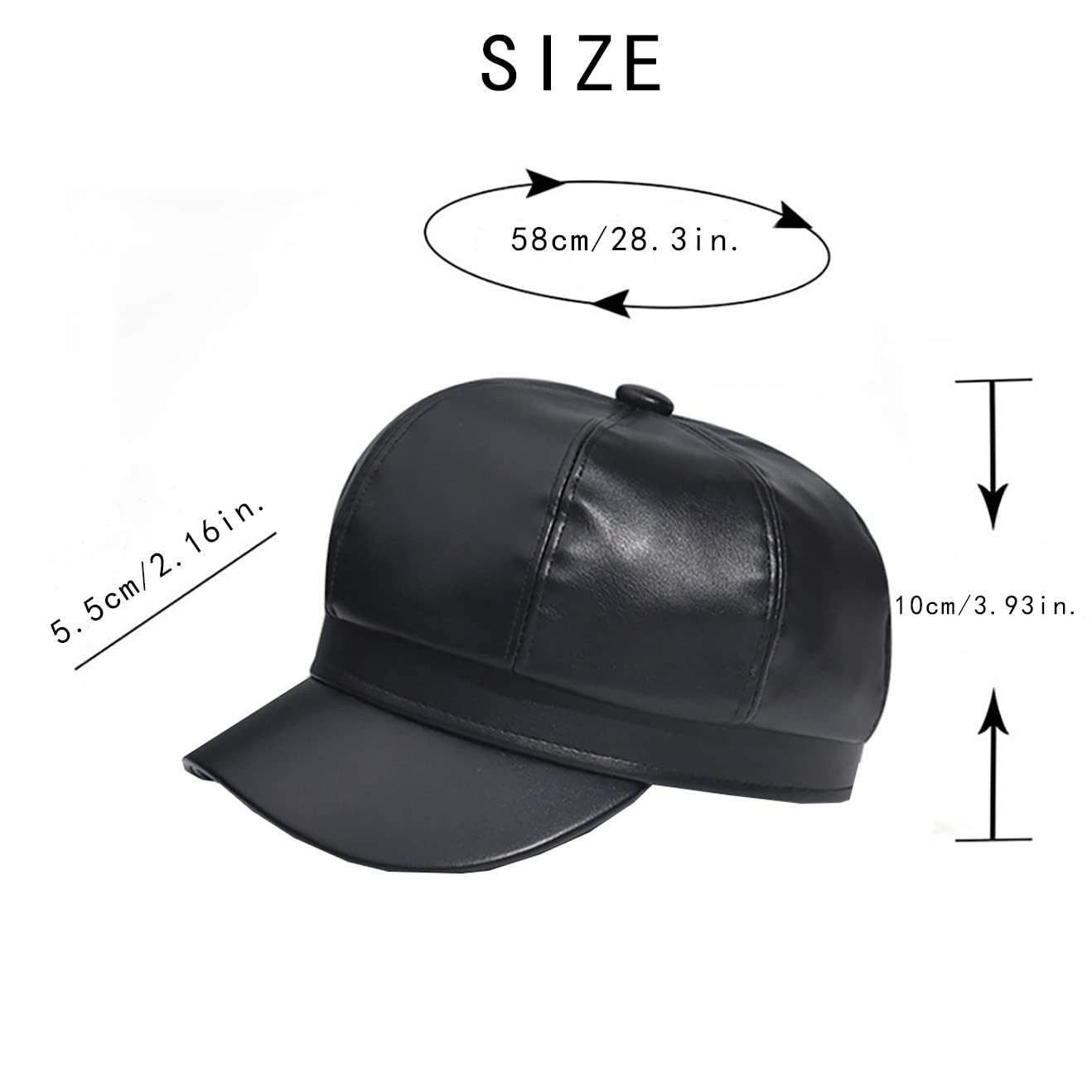 Foetest Cap Leather Hat Baseball Cao Casual Sun Solid One Size, Black