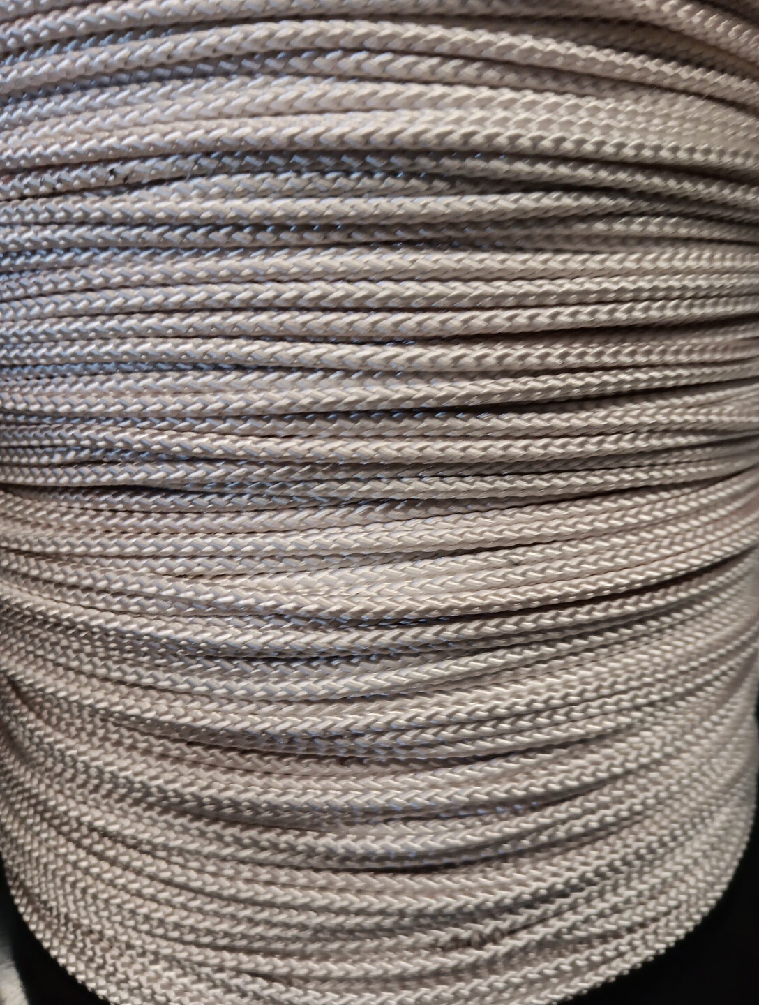 1/8" x 4000 ft. Diamond Braid Old Stock  Polyester rope spool. 2 Lengths. White