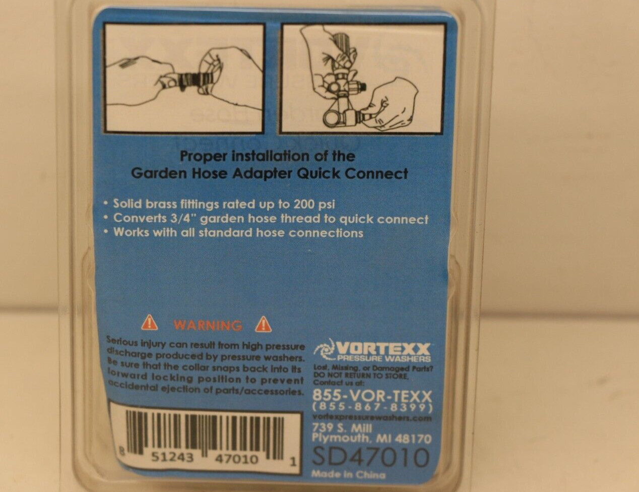 Vortexx Pressure Washer Solid Brass Garden Hose Quick Connect Disconnect SD47010