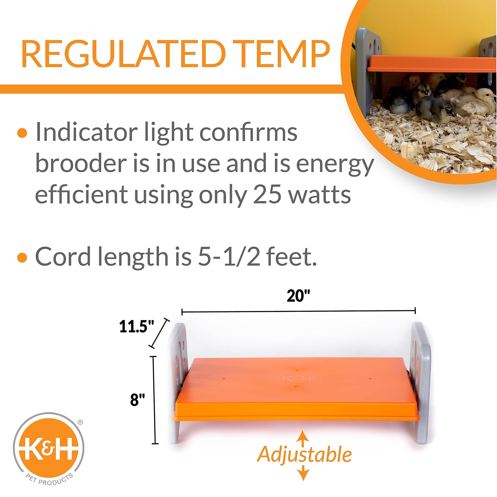 Thermo Chicken Brooder Safe Heat Lamp Alternative for Chicks Large Gray/Orange