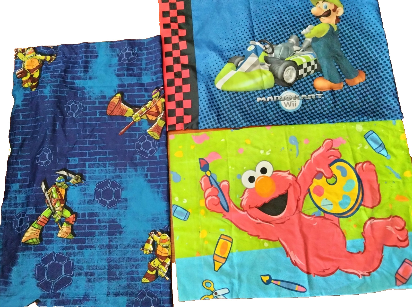 Teenage Mutant Ninja Turtle Curtain Panel - Elmo & Mario Pillowcases  Lot of 3