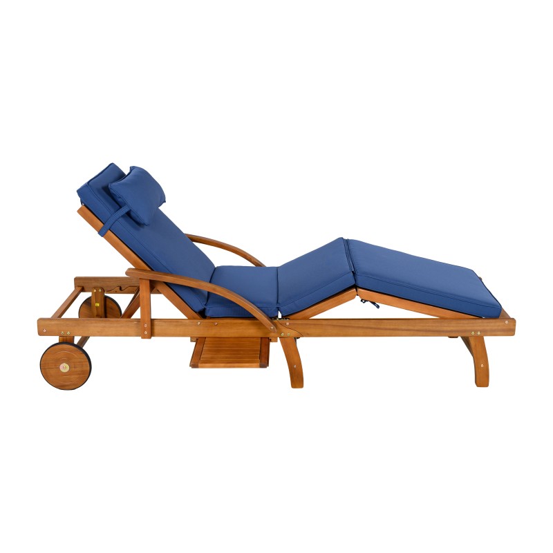 Adjustable Outdoor Lounge Chair Zero Gravity Chaise Recliner 77.5 in Navy Blue A
