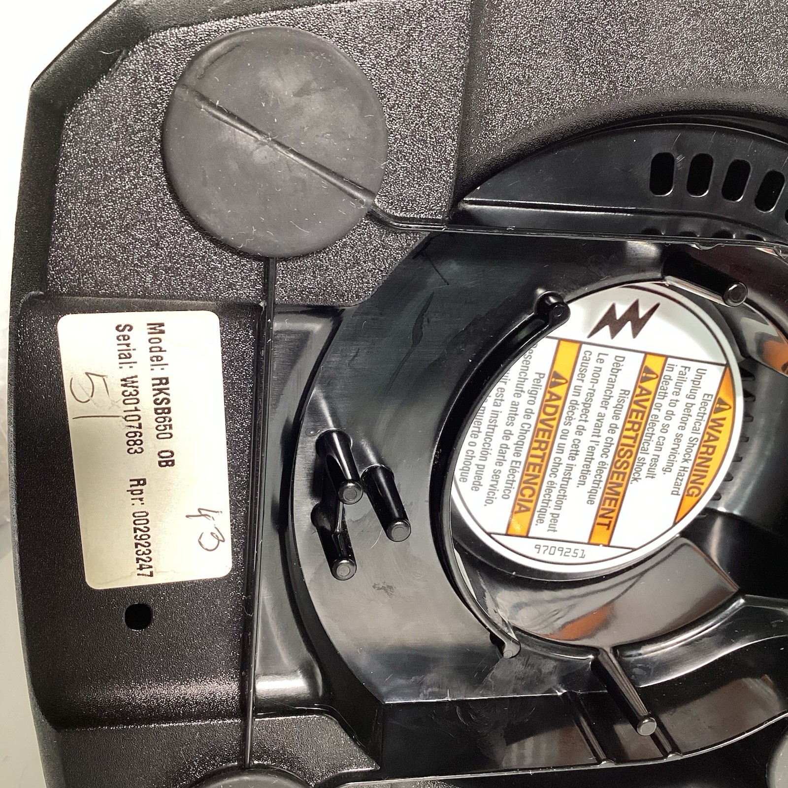 Black KitchenAid RKSB650 OB Blender Works Tested Base Only