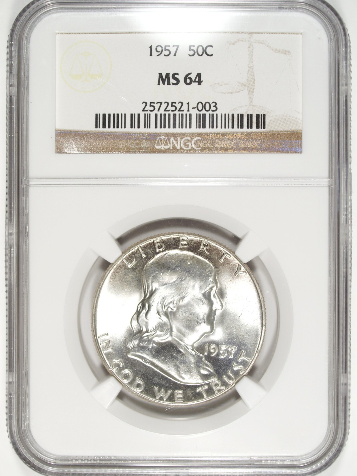1957 P Franklin Half Dollar NGC 64 Classic Late-1950s Issue 003