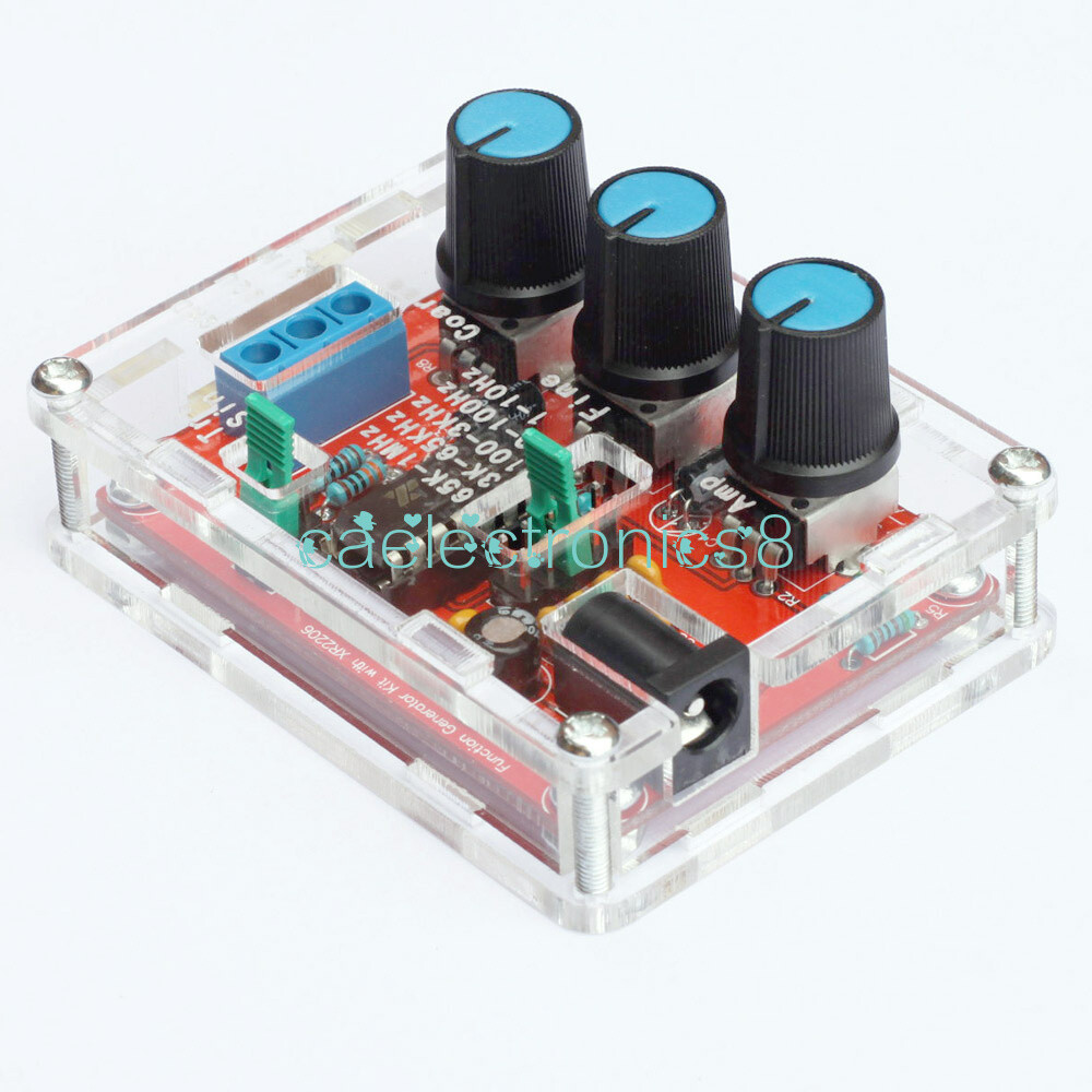 XR2206 Function Generator DIY Kit Sine Triangle Square Output 1HZ-1MHZ +Case