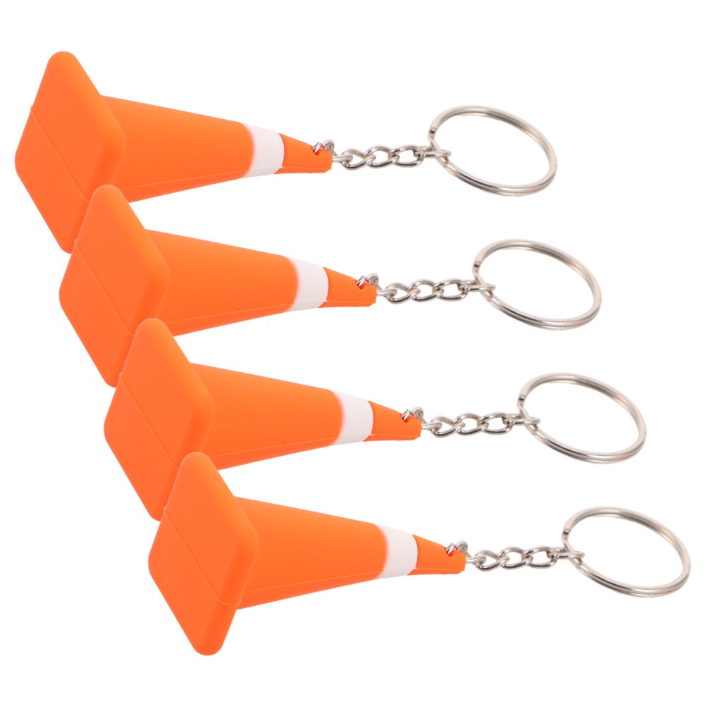 4 Pcs Simulated Road Cone Keychain Cones Ring Construction Party Favors