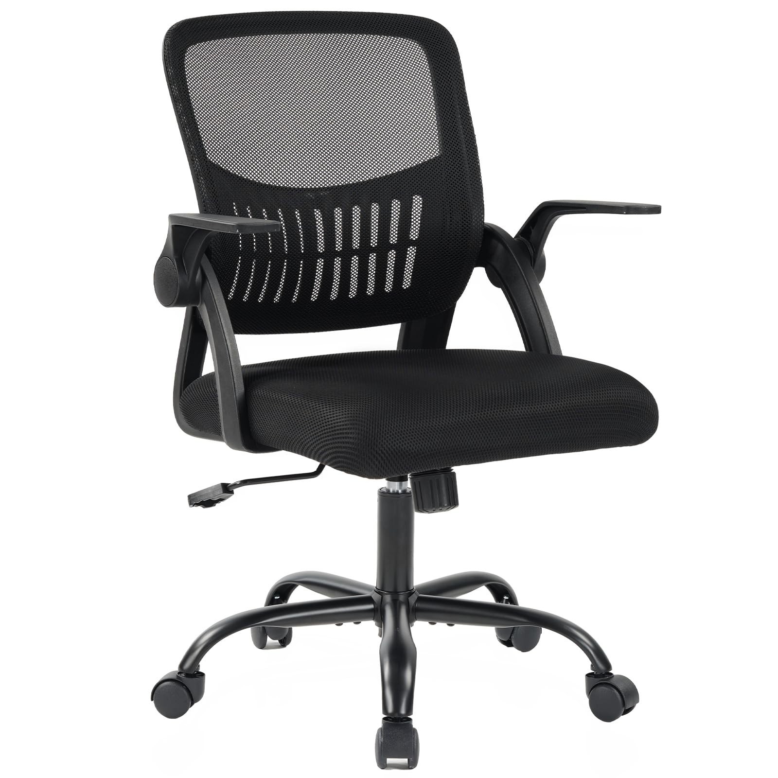 Ergonomic Mid Back Office Chair with Lumbar Support, Adjustable Height, 360° Swi