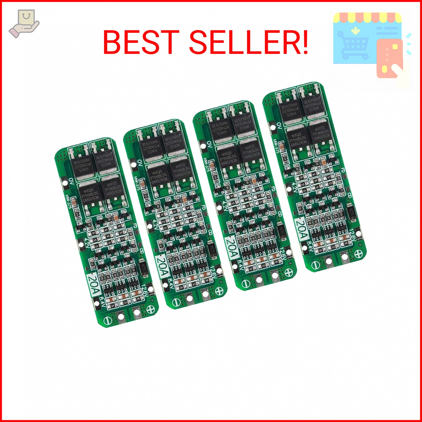 DIANN 4pcs 3S BMS 18650 Lithium Battery Protection Board Li-ion Charger Protecti