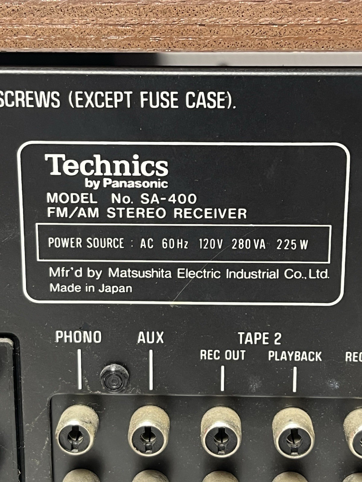 TECHNICS SA-400 STEREO FM-AM STEREO RECEIVER WORKS READ