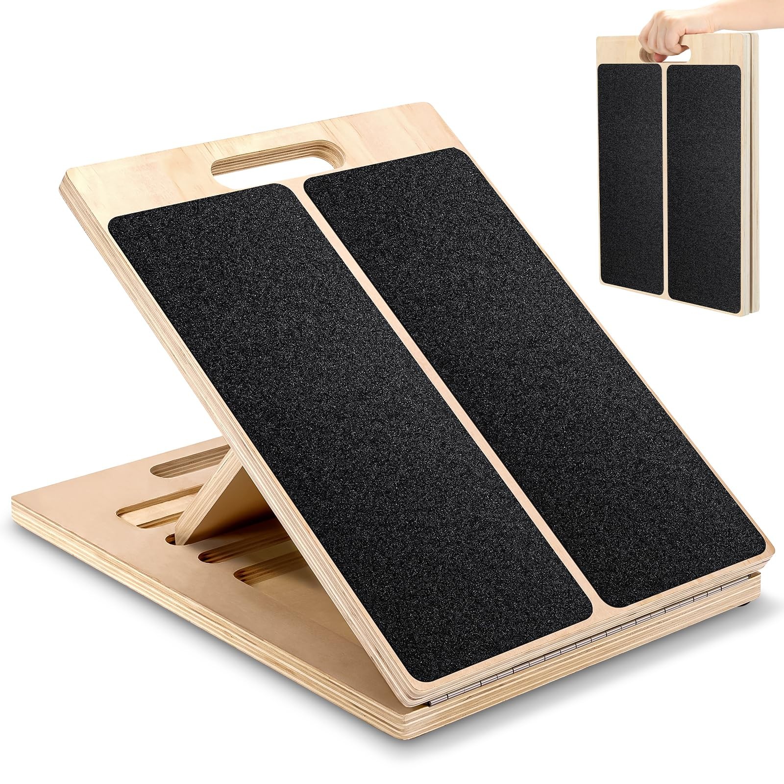Slant Board for Physical Therapy, 6 Angle Adjustable Calf Stretcher with Trai...