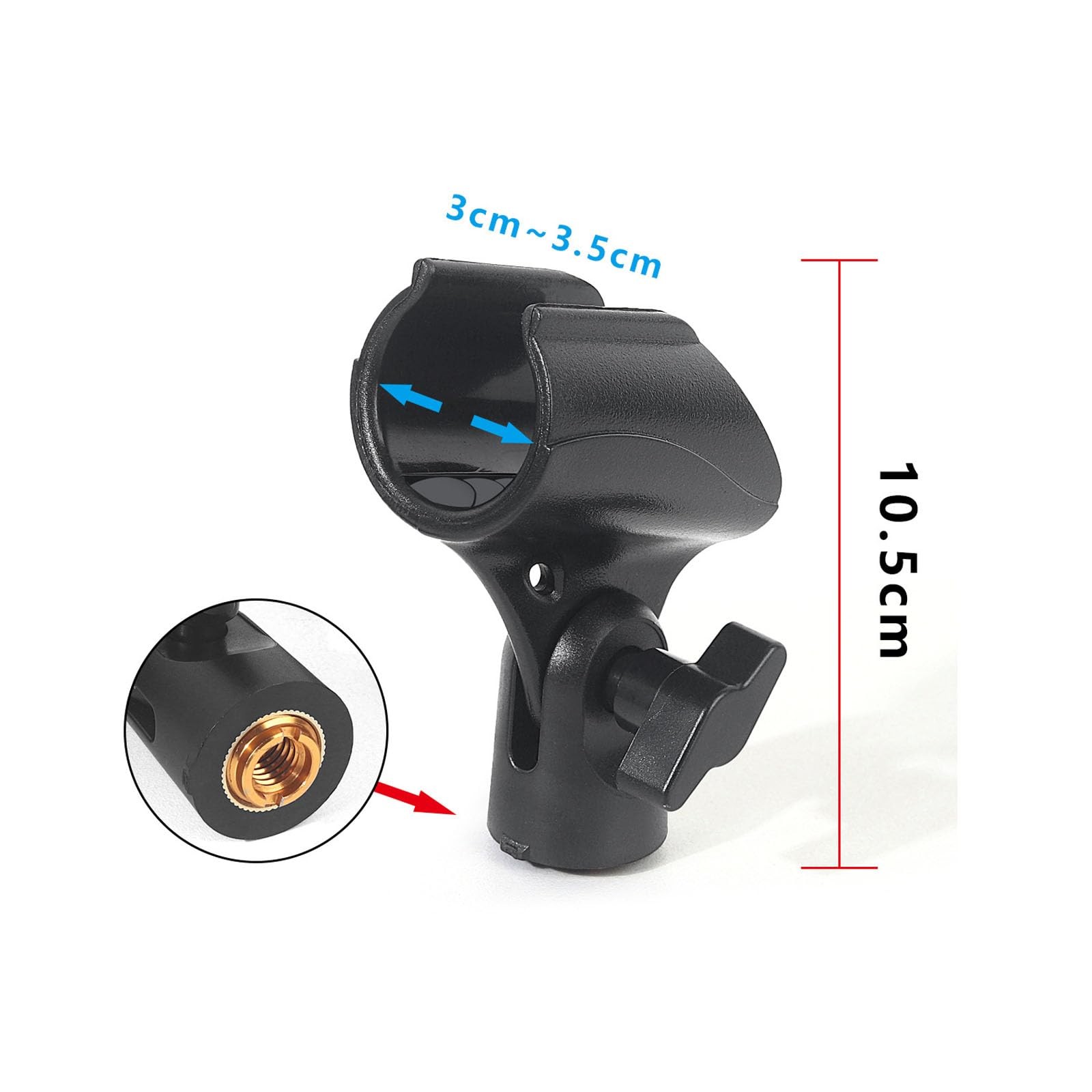 2 Pcs Universal Microphone Clip, Adjustable Mic Clip Holder for Black
