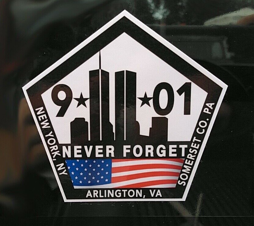 9/11 V2 NEVER FORGET 9 11 Memorial Sticker Decal 3.5" x 3.5" World Trade Center