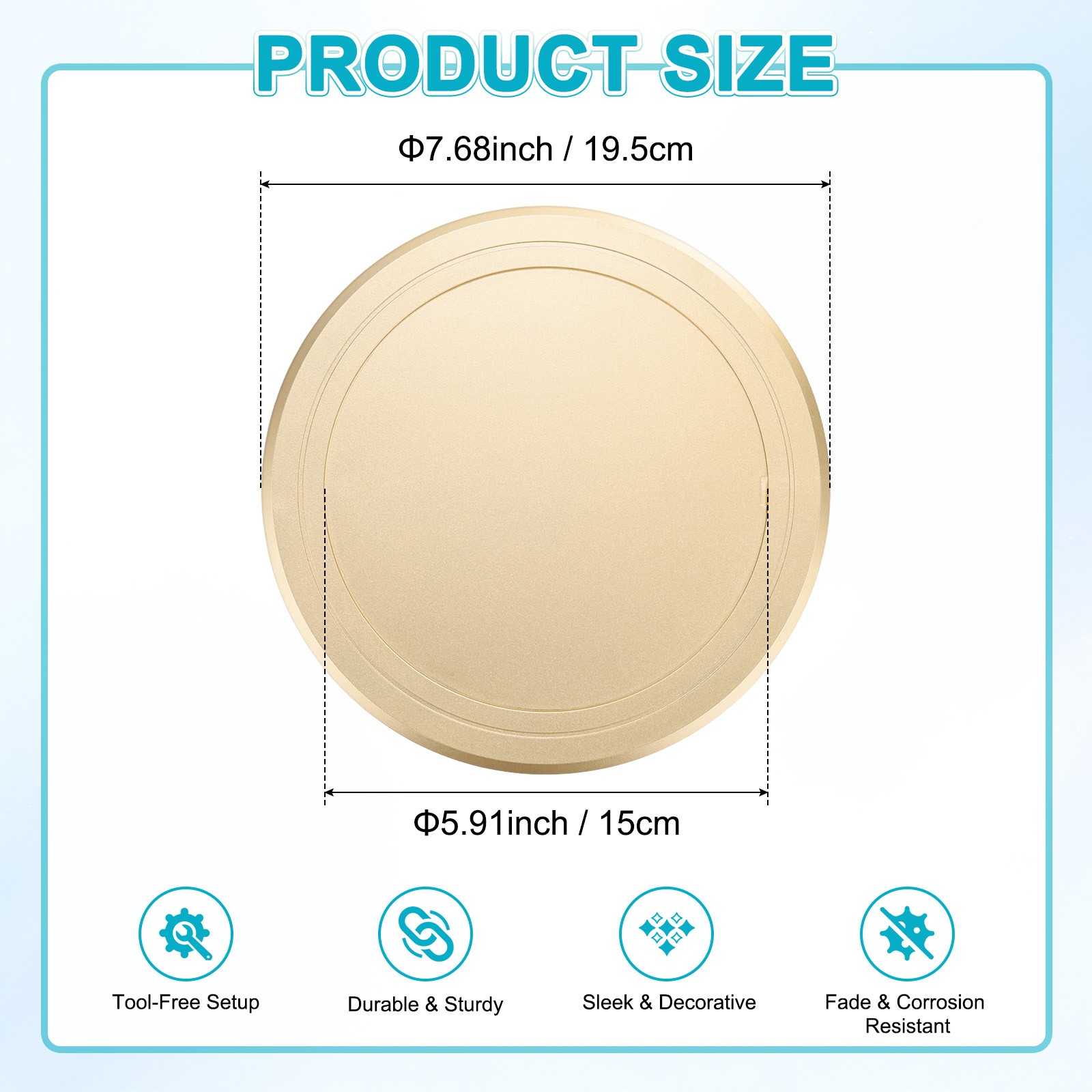 1-Pack Access Panel for Drywall, 6x6 Inch Round Plastic Removable [Gold Tone]