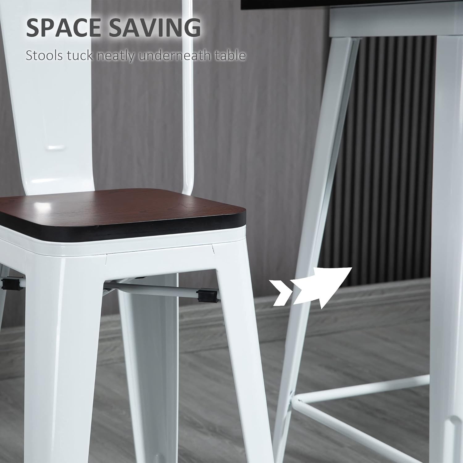 3 Piece Industrial Dining Table Set, Bar Height Bar Table and Chairs Set with