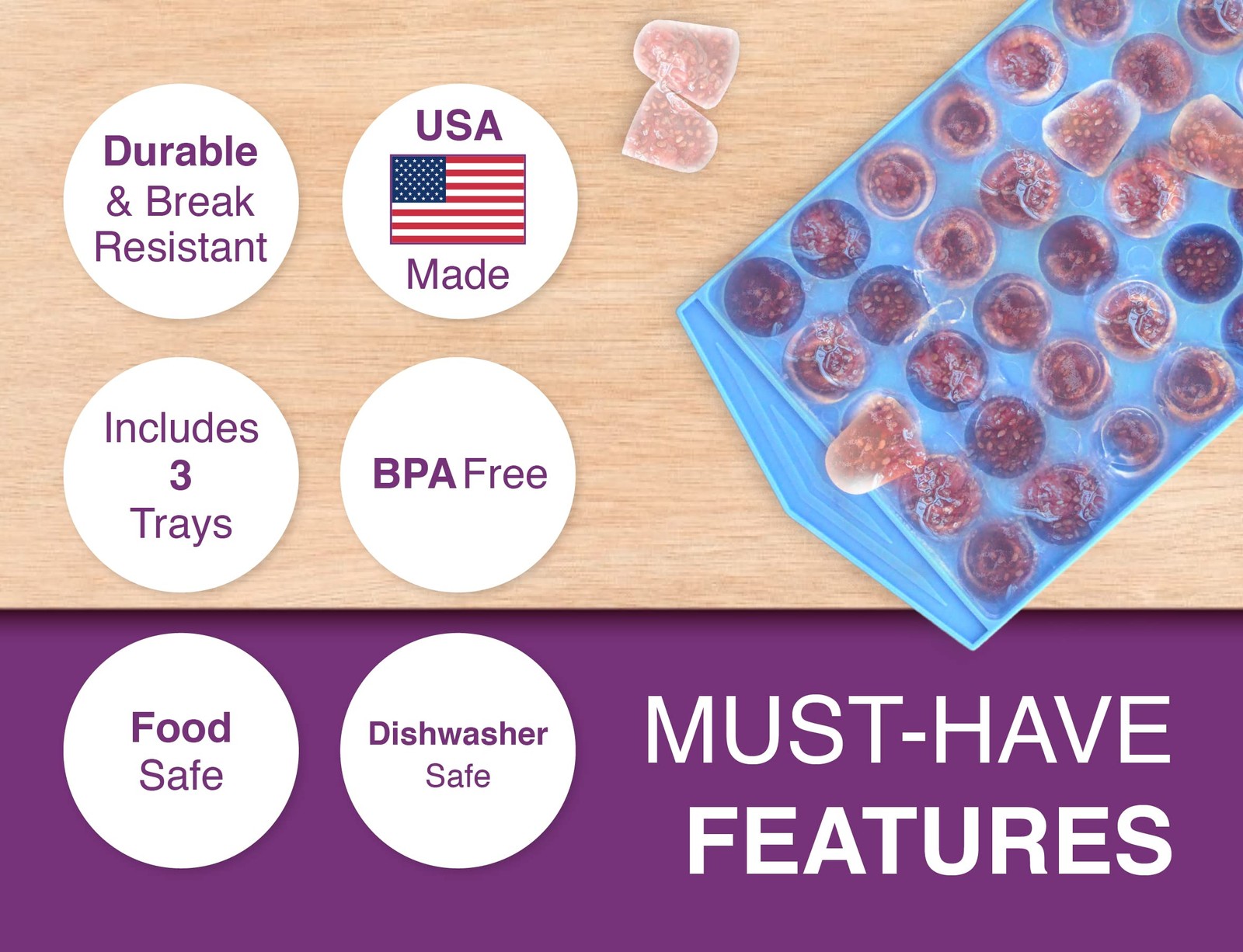 Arrow Mini Ice Cube Trays, 3pk - 60 Mini Spaces Per Tray - Easy to Use, Stack...