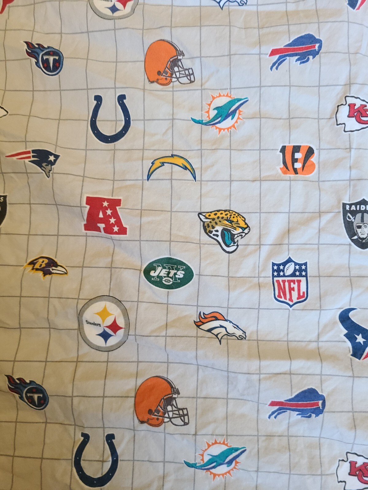 Pottery Barn Kids "Football Logos - Light Gray" Pillowcase