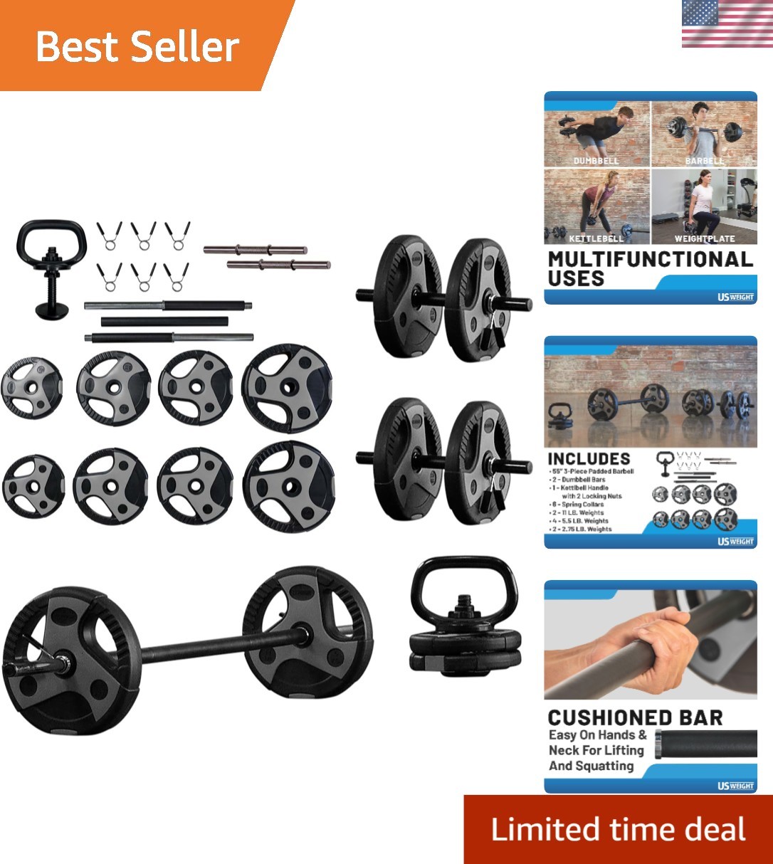 Durable 56lbs Weight Set with Stylish Design - Elevate Your Home Gym Experience