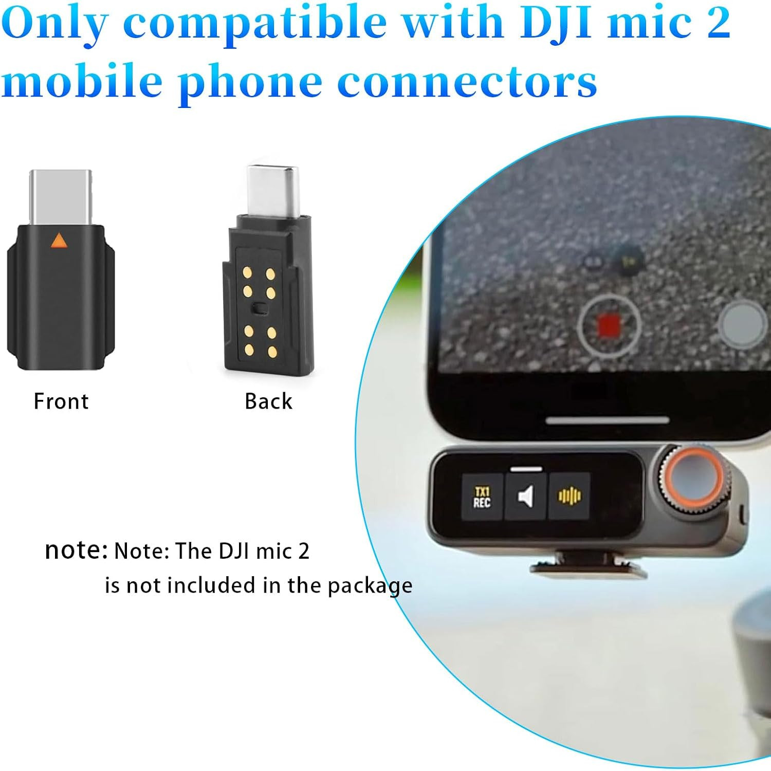 Replacement for DJI Mic 2 Type-C Adapter, Wireless Microphone Receiver