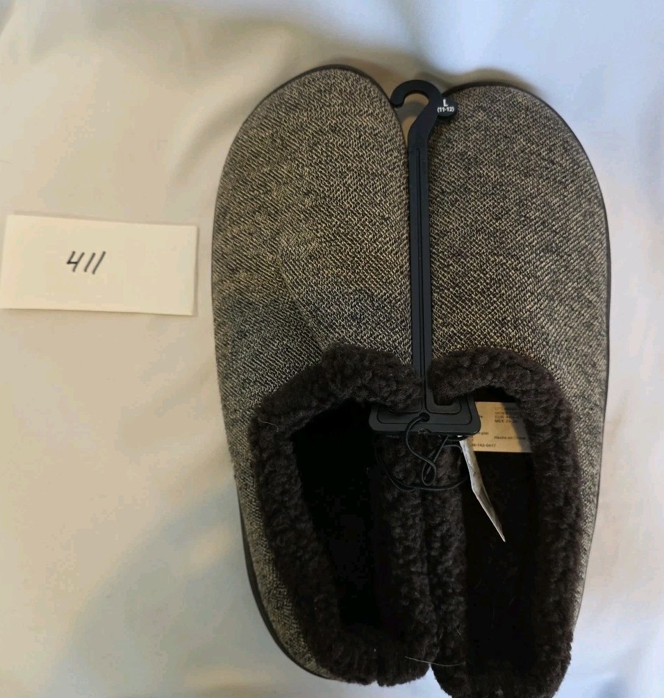Walmart Brown Slip On Faux Fur Lining Slippers Mens L (11-12) NWT