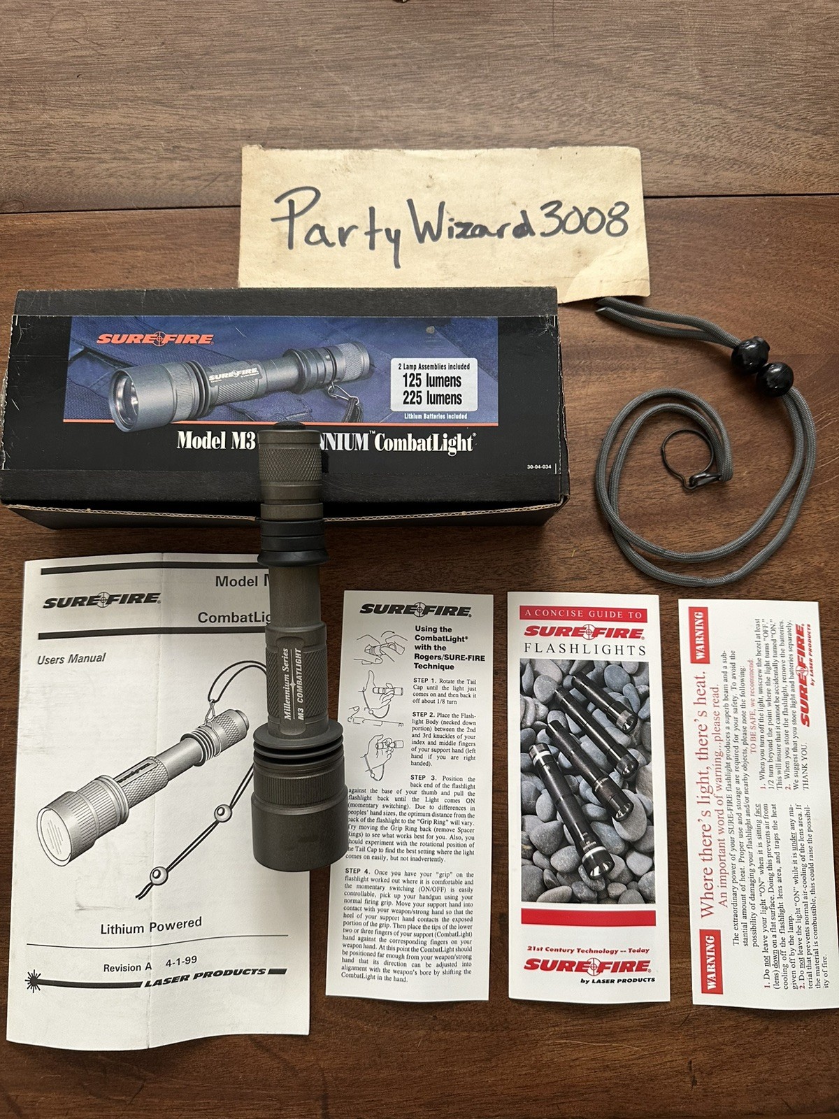 RARE Surefire M3 Millennium Vintage Original Box/Paperwork Crosshair Logo GWOT