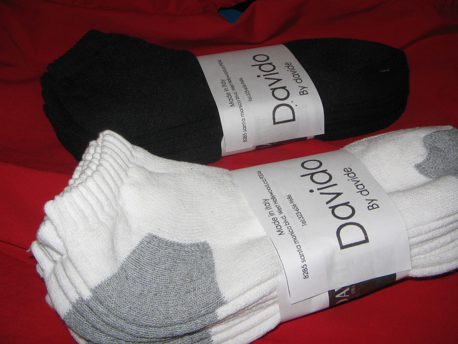 Mens socks ankle low cut 100% cotton made in italy white & black 12 pair 9-11